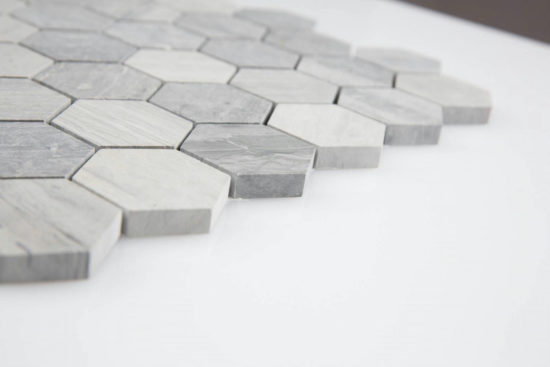 2" Honed Wooden Silver Hexagon Mosaic | Arley Wholesale