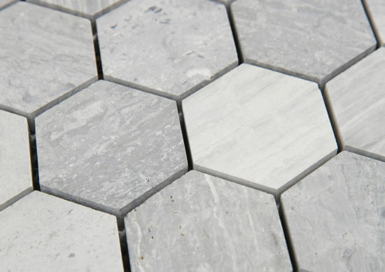 2" Honed Wooden Silver Hexagon Mosaic | Arley Wholesale