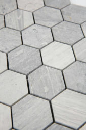 2" Honed Wooden Silver Hexagon Mosaic | Arley Wholesale