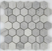 2" Honed Wooden Silver Hexagon Mosaic | Arley Wholesale