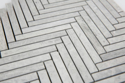 .5X4 Wooden Silver Herringbone Mosaic