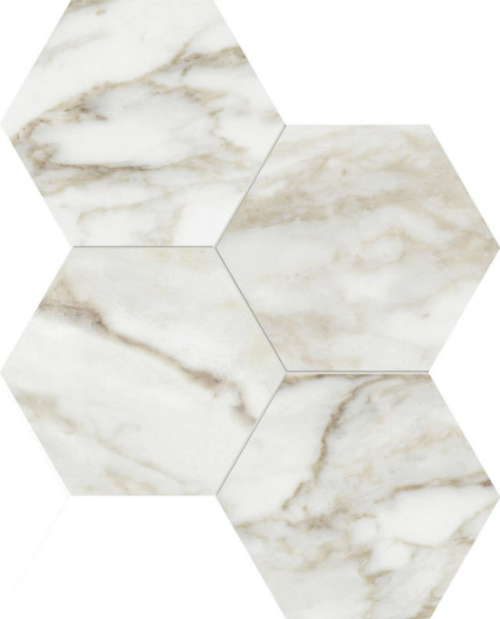 Amalfi Calacatta Polished 6" Hex Mosaic | Arley Wholesale