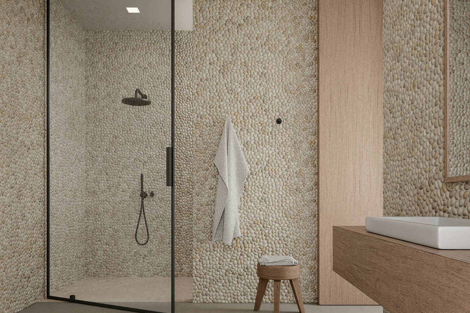 Zen Fiji Cream Natural Pebble Matte Mosaic | Arley Wholesale